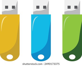 2D Object of PENDRIVE in 3 Different Colors