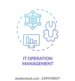 2D IT operation management gradient icon representing AI ops, isolated vector, blue thin line illustration.