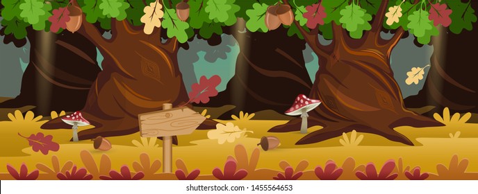 2D Parallax Background Of Forest . You Can Use This Background For A Game Or Application Project. 100% Vector.