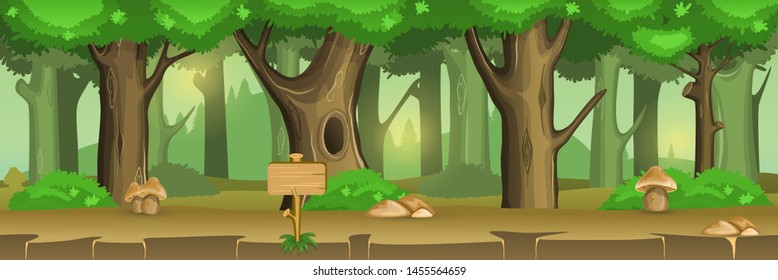 2D Parallax Background of forest . You can use this background for a game or application project. 100% vector.