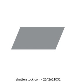 2D parallelogram shape in mathematics. Grey parallelogram shape drawing for kids isolated on white background