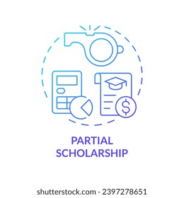 2D partial scholarship thin line gradient icon concept, isolated vector, illustration representing athletic scholarship.