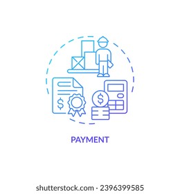 2D payment gradient thin line icon concept, isolated vector, blue illustration representing vendor management.