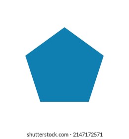 2D pentagon shape in mathematics. Blue pentagon shape drawing for kids isolated on white background