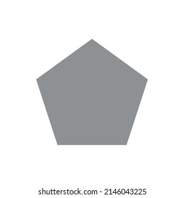 2D pentagon shape in mathematics. Grey pentagon shape drawing for kids isolated on white background