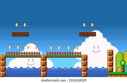 2D Pixel Art Retro Game Assets - Level Scene