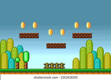 2D Pixel Art Retro Game Assets - Level Scene