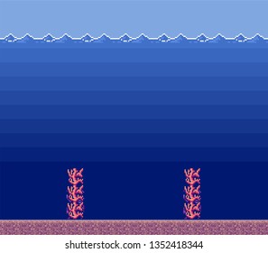 2D Pixel Art Retro Game Assets - Underwater Level Scene