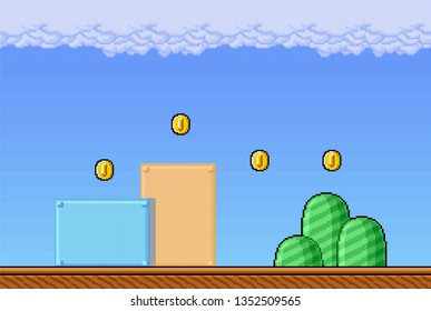 2D Pixel Art Retro Game Assets - Level Scene