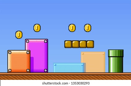 2D Pixel Art Retro Game Assets - Level Scene