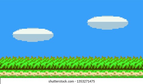 2D Pixel Art Retro Game Assets - Level Scene