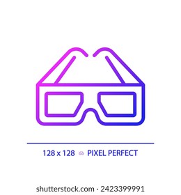 2D pixel perfect 3D goggles icon, isolated simple vector, thin line illustration representing VR, AR and MR.