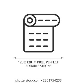 2D Pixel perfekte schwarze Wandermatte Symbol, einzelne Vektorgrafik, bearbeitbare Wanderausrüstung dünne Linie Illustration.