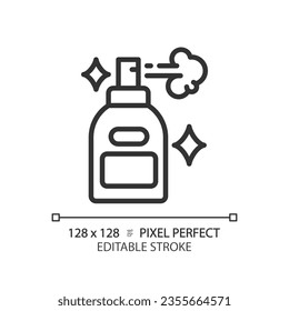 2D pixel perfect customizable hair spray black icon, isolated vector, haircare thin line simple illustration.