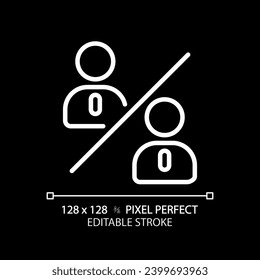 2D pixel perfect customizable white people comparison icon, isolated vector, thin line illustration representing comparisons.