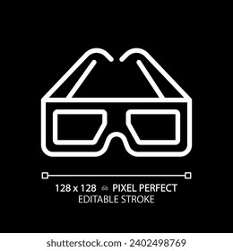 2D pixel perfect editable 3D goggles icon, isolated vector, thin line illustration representing VR, AR and MR.