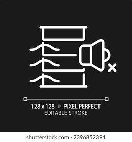 2D pixel perfect editable acoustic louvres white icon, isolated vector, soundproofing thin line illustration.