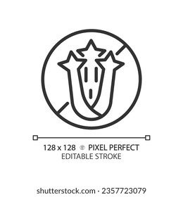 2D pixel perfect editable black celery free icon, isolated vector, thin line illustration representing allergen free.