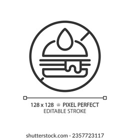 2D pixel perfect editable black junk food icon, isolated vector, thin line illustration representing allergen free.