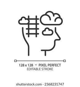2D pixel perfect editable black ladder of success icon, isolated vector, thin line illustration representing soft skills.