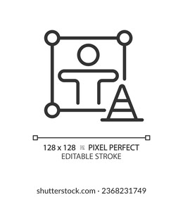 2D pixel perfect editable black accountability icon, isolated vector, thin line illustration representing soft skills.