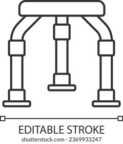 2D pixel perfect editable black shower stool icon, isolated vector, thin line illustration representing medical care equipment.