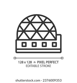 2D pixel perfect editable black metaverse icon, isolated simple vector, thin line illustration representing VR, AR and MR.