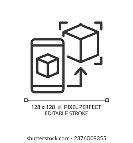 2D pixel perfect editable black futuristic technology icon, isolated simple vector, thin line illustration representing VR, AR and MR.
