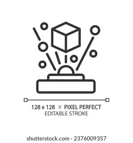 2D pixel perfect editable black projection icon, isolated simple vector, thin line illustration representing VR, AR and MR.