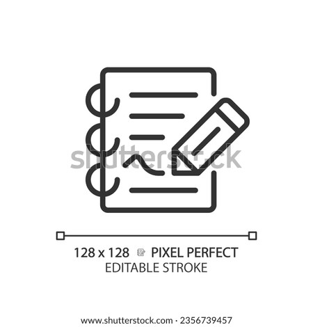 2D pixel perfect editable black report icon, isolated vector, thin line illustration representing journalism.