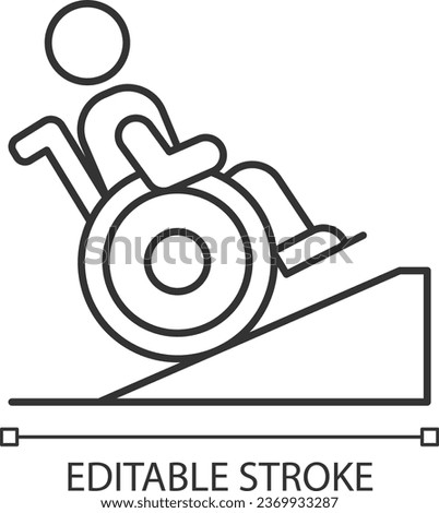 2D pixel perfect editable black handicap ramp icon, isolated vector, thin line illustration representing medical care equipment.