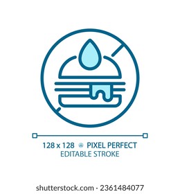 2D pixel perfect editable blue junk food icon, isolated vector, thin line illustration representing allergen free.