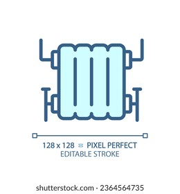 Icono de calentador de agua azul editable en píxeles 2D, vector aislado, ilustración de línea delgada que representa la plomería.