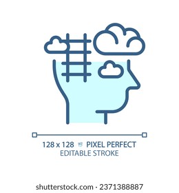 2D pixel perfect editable blue ladder of success icon, isolated vector, thin line illustration representing soft skills.