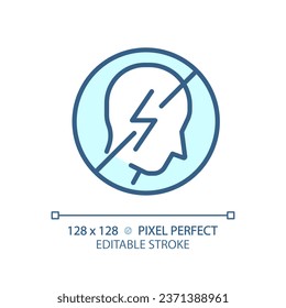 2D pixel perfect editable blue self control icon, isolated vector, thin line illustration representing soft skills.