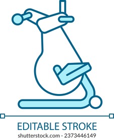 2D pixel perfect editable blue elliptical machine icon, isolated monochromatic vector, thin line illustration representing medical care equipment.