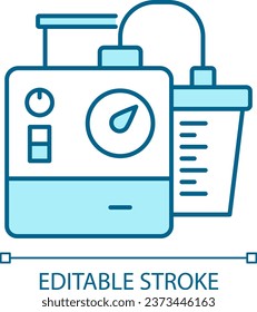 2D pixel perfect editable blue dialysis equipment icon, isolated monochromatic vector, thin line illustration representing medical care equipment.
