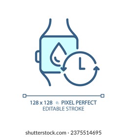 Espectro inteligente azul editable de píxeles 2D con icono de agua, vector monocromático aislado, ilustración de línea delgada que representa la salud metabólica.
