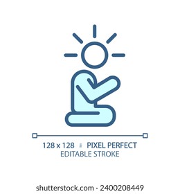 2D pixel perfect editable blue relief icon, isolated monochromatic vector, thin line illustration representing psychology.