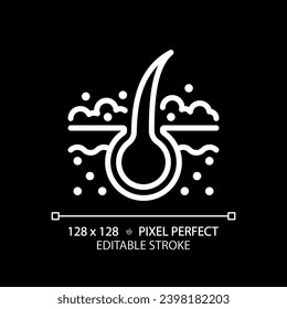 2D pixel perfect editable hair wash white icon, isolated vector, haircare thin line simple illustration.
