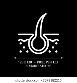 2D pixel perfect editable hair bulb white icon, isolated vector, haircare thin line simple illustration.