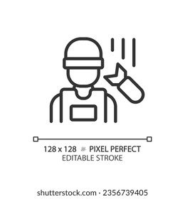 2D pixel perfect editable media technician icon, isolated vector, thin line illustration representing journalism.