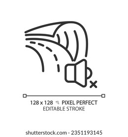 Icono negro de carretera editable de píxeles 2D, vector aislado, ilustración de línea delgada insonorizada.