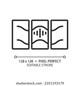2D pixel perfect editable soundproof layers black icon, isolated vector, soundproofing thin line illustration.