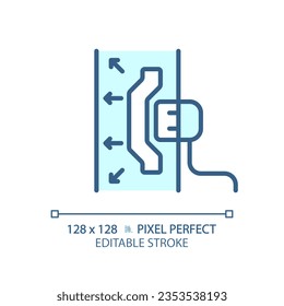 2D pixel perfect editable soundproof material blue icon, isolated vector, soundproofing thin line illustration.