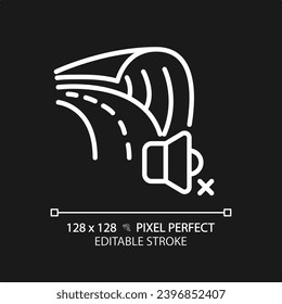 2D pixel perfect editable soundproof road white icon, isolated vector, soundproofing thin line illustration.