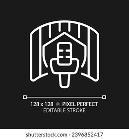 2D pixel perfect editable soundproof studio white icon, isolated vector, soundproofing thin line illustration.