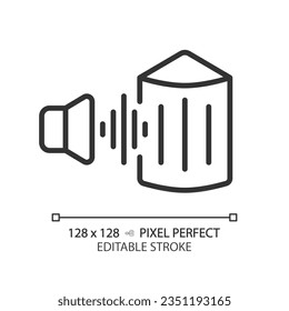 2D Pixel perfekt editierbare Tonlage schwarz Symbol, einzelne Vektorgrafik, schalldichte dünne Illustration.