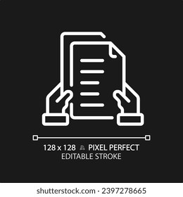 2D pixel perfect editable white proposal letter icon, isolated vector, thin line document illustration.