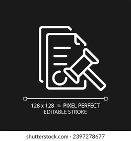 2D pixel perfect editable white legal notice icon, isolated vector, thin line document illustration.